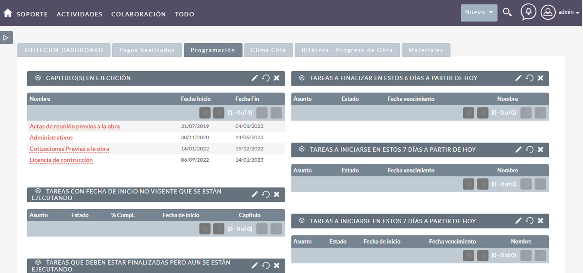 Suitecrm para el control de obra de construcción